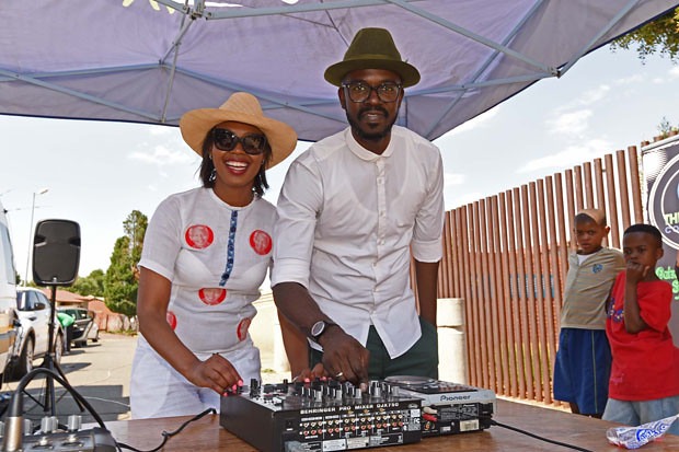 DJ Black Coffee and Deputy Minister of Communications Stella Ndabeni-Abrahams