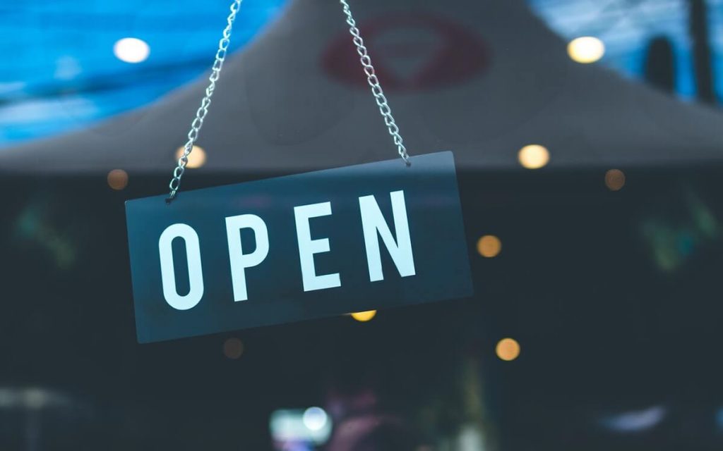 Store glass display sign open for business (2)