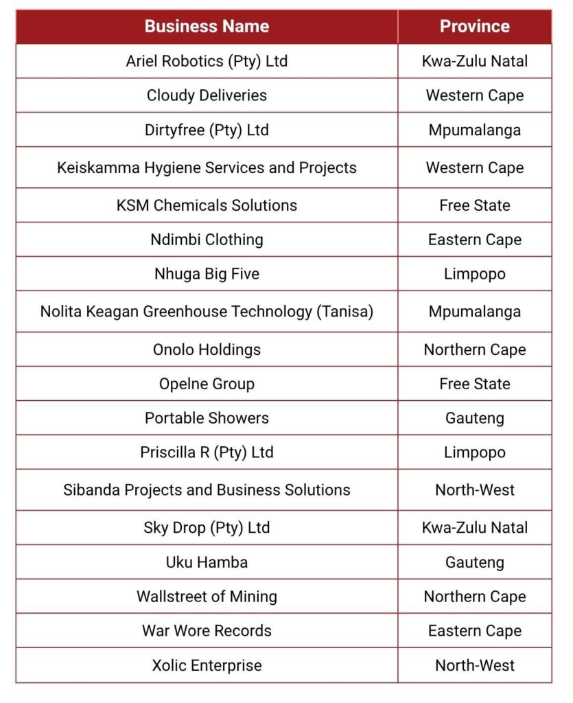 Kasi SME Pitch Challenge finalists