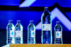 Bottles of Sky Drop water.