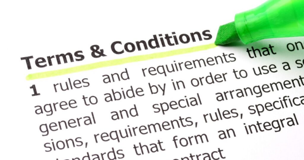 Website terms and conditions